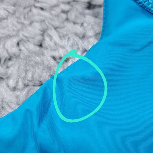 Aerie Twist Scoop Bikini Top Size XS Real Good Blue Padded Lined - Picture 4 of 7